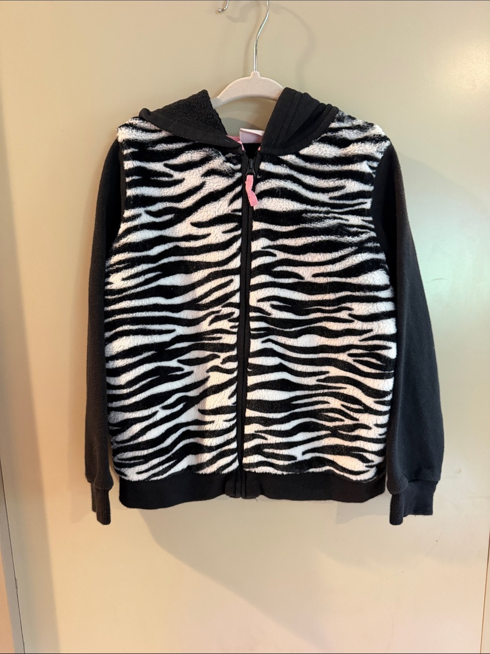 Sonoma Black & White Zebra Fleece Zip Hoodie